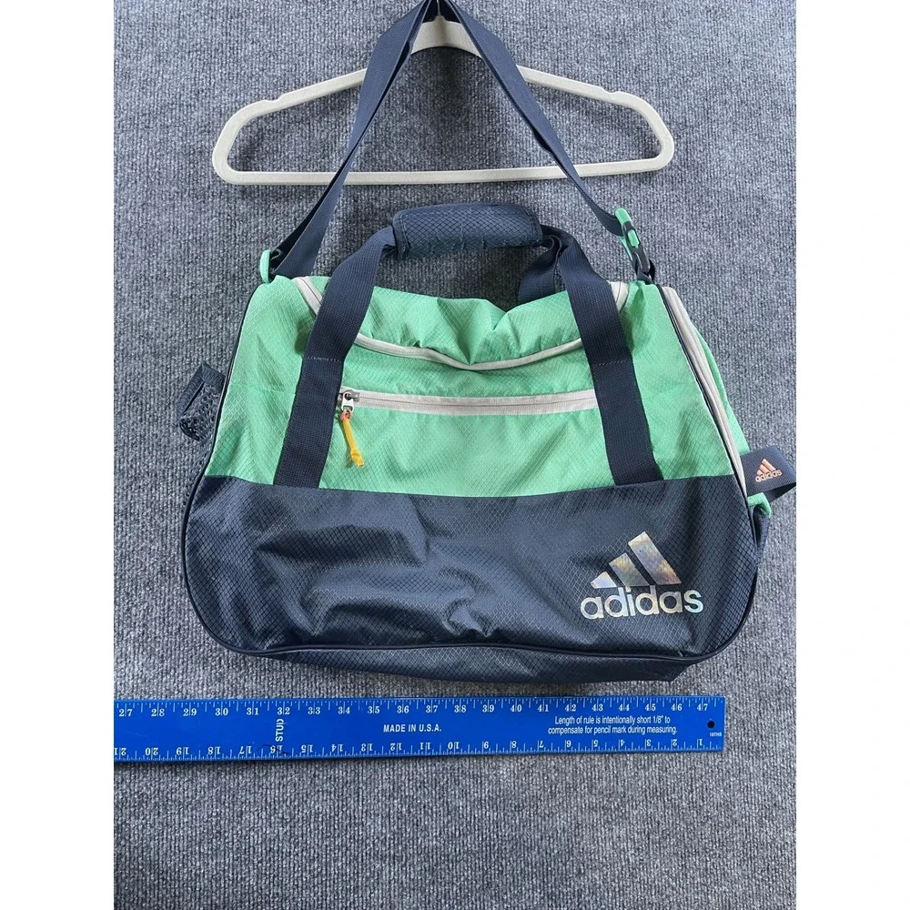 Adidas Duffel Bag Green Navy Blue Ripstop Gym Travel Bag Iridescent Logo 19in